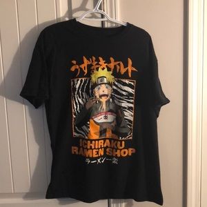 Naruto Shippuden Collection Graphic Tee T Shirt Black Mens Size L 100% Cotton